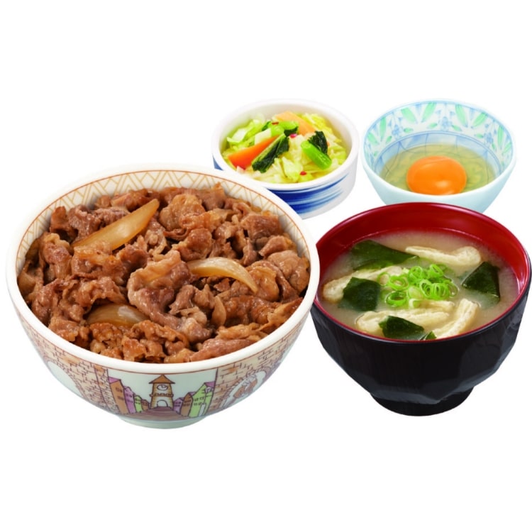 牛丼(並盛)3点セット｜すき家｜イオンモール札幌発寒グルメガイド